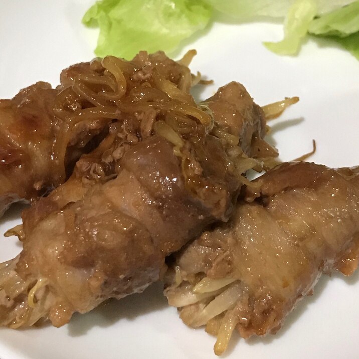 もやしシャキシャキ!肉巻き生姜焼き